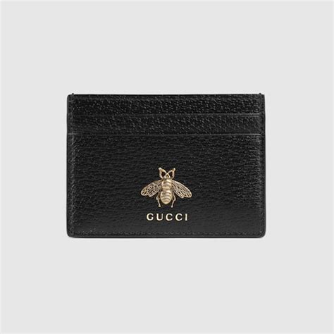 Gucci Black Leather Animalier Card Case 